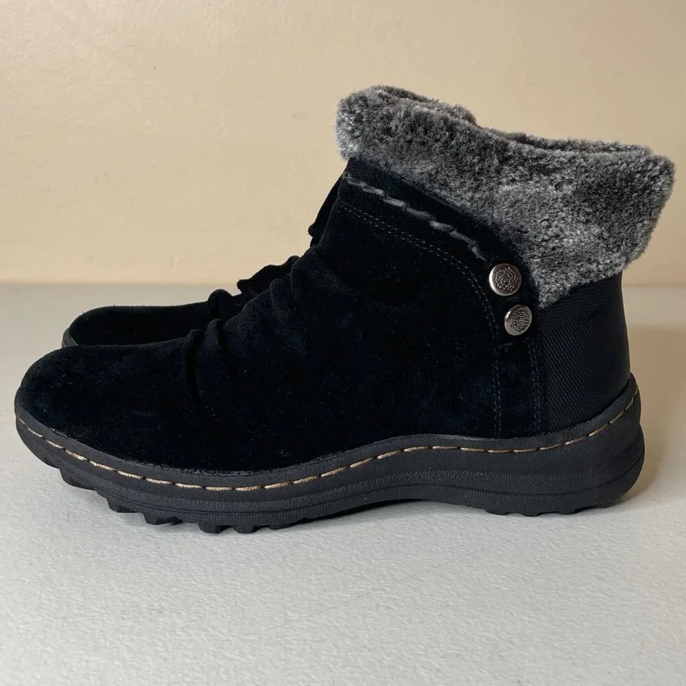 Baretraps Alick Black Slouchy Suede Winter Booties Size 6.5